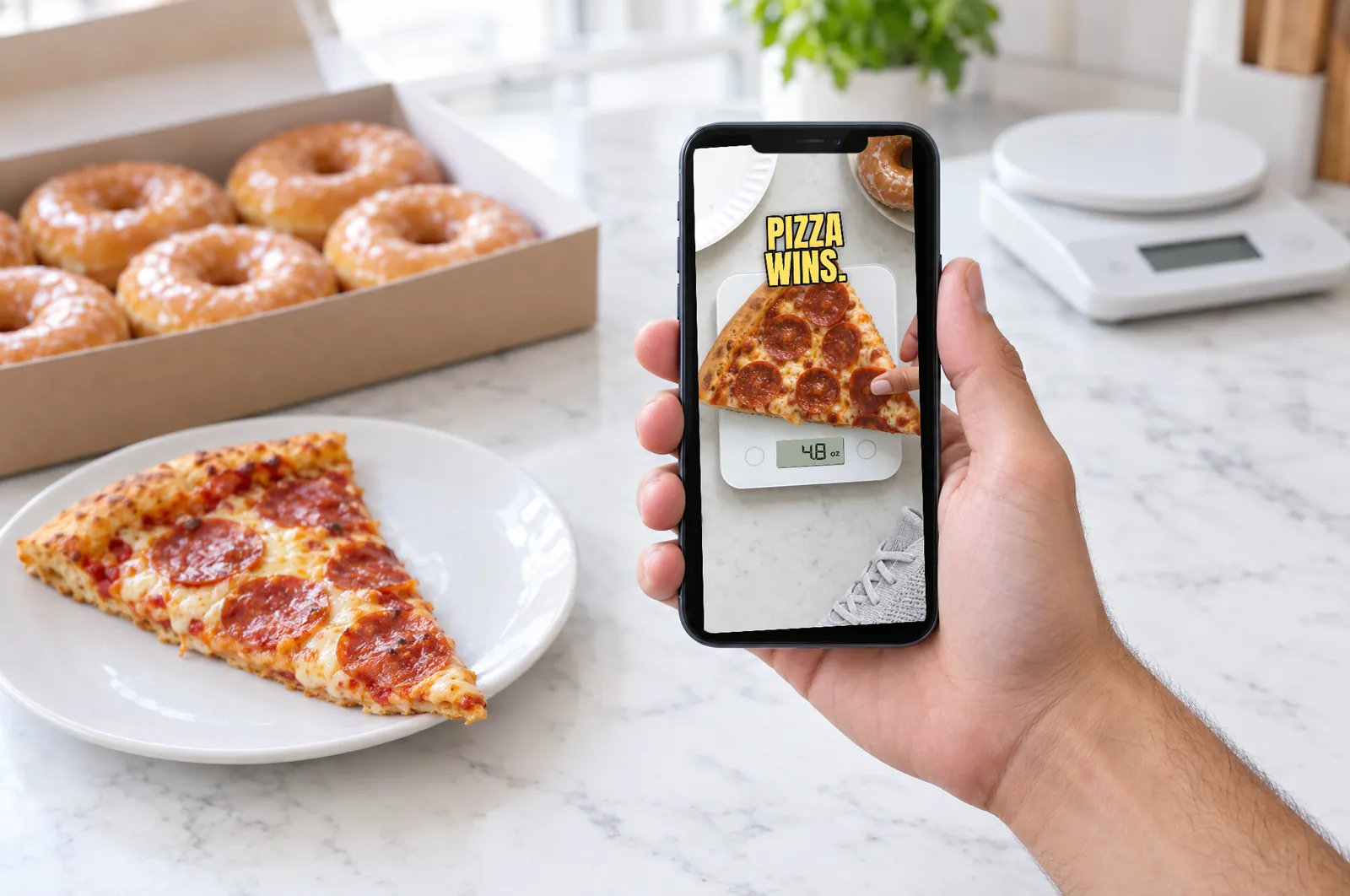 A Reels ad on a phone in the kitchen — Is it lighter than…?